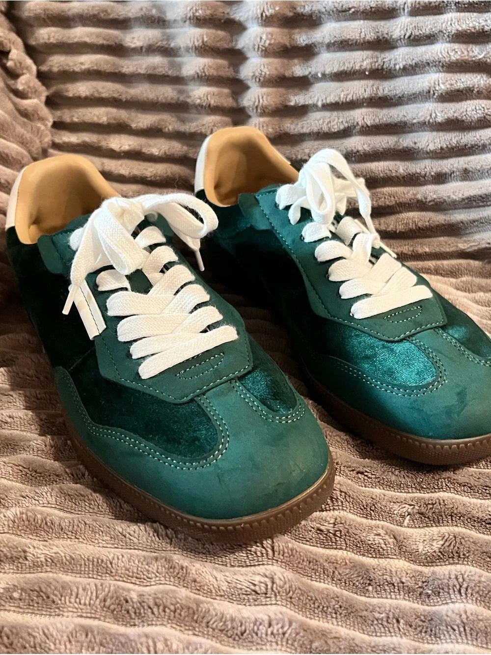 Steve Madden Green Suede Sneakers with White Laces